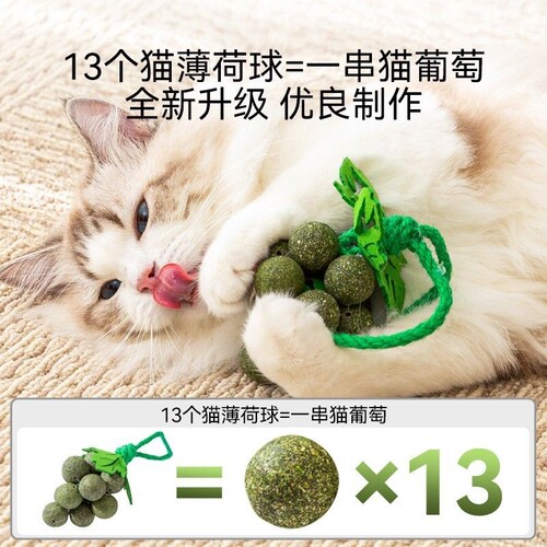 猫薄荷葡萄串逗猫棒猫玩具磨牙自嗨解闷玩具逗猫球木天蓼宠物玩具