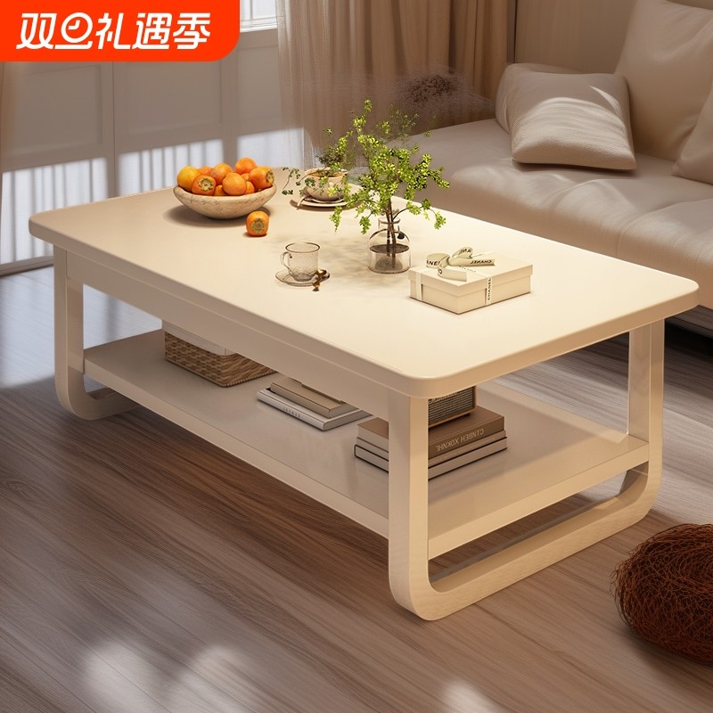 奶油风茶几客厅家用小户型桌子简易出租屋用简约现代双层沙发茶桌