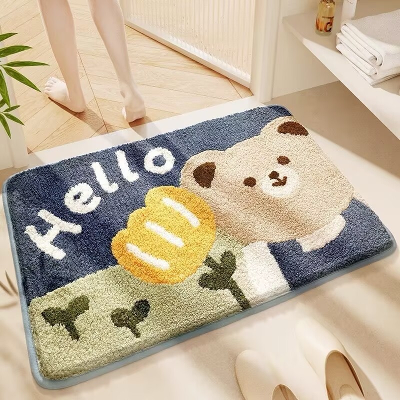 浴室吸水地垫门口耐脏防滑脚垫卫生间地毯垫子家用卫浴可机洗毛绒