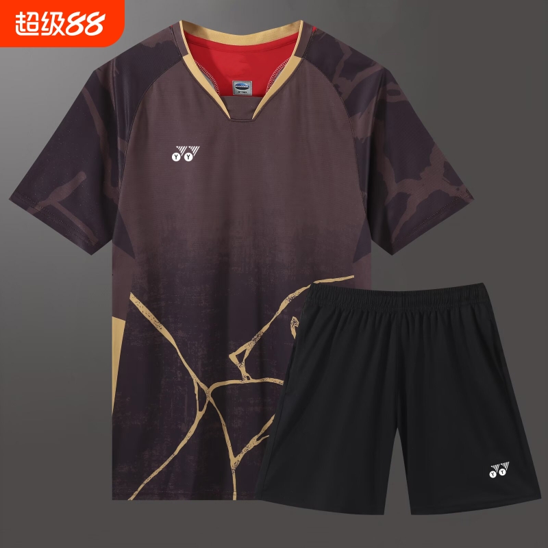 羽毛球服yy短袖男女款2025比赛服速干透气运动套装网球服印制球衣