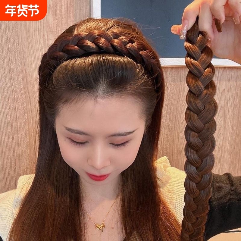 假发发箍女防滑加粗仿真发三股麻花鱼骨辫儿高颅头箍发卡网红发饰