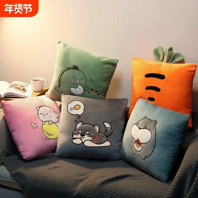 沙发抱枕客厅靠枕套靠垫套靠枕靠背垫车载靠垫方形毛绒枕芯可拆洗