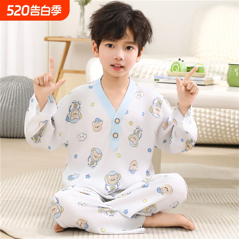 儿童睡衣棉绸套装夏季男童女童空调服中大童家居服夏服装亲子宝宝
