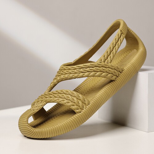 凉鞋夏季男仿草编凉鞋情侣透气沙滩防滑软底休闲开车运动洞洞鞋子