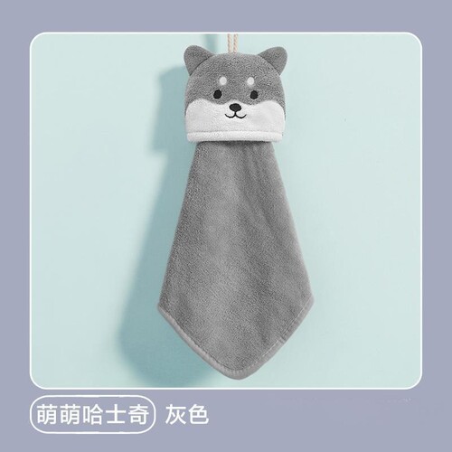 可挂式口袋珊瑚绒擦手巾可爱卡通厨房卫生间加厚吸水抹布多规格