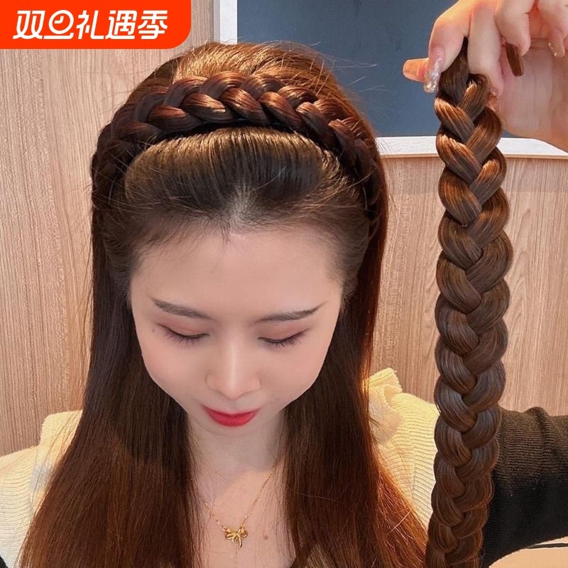 假发发箍女防滑加粗仿真发三股麻花鱼骨辫儿高颅头箍发卡网红发饰