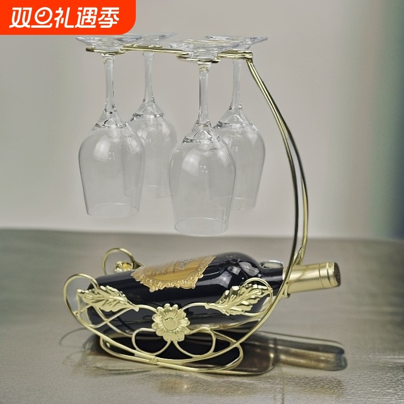 葡萄酒架收纳红酒架复古红酒架摆件酒柜红酒杯架倒挂欧式摆放架