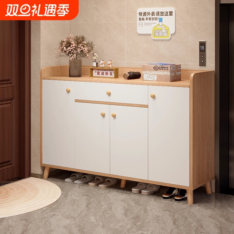 实木鞋柜家用门口入户门2025新款玄关储物收纳柜一体靠墙楼道鞋架