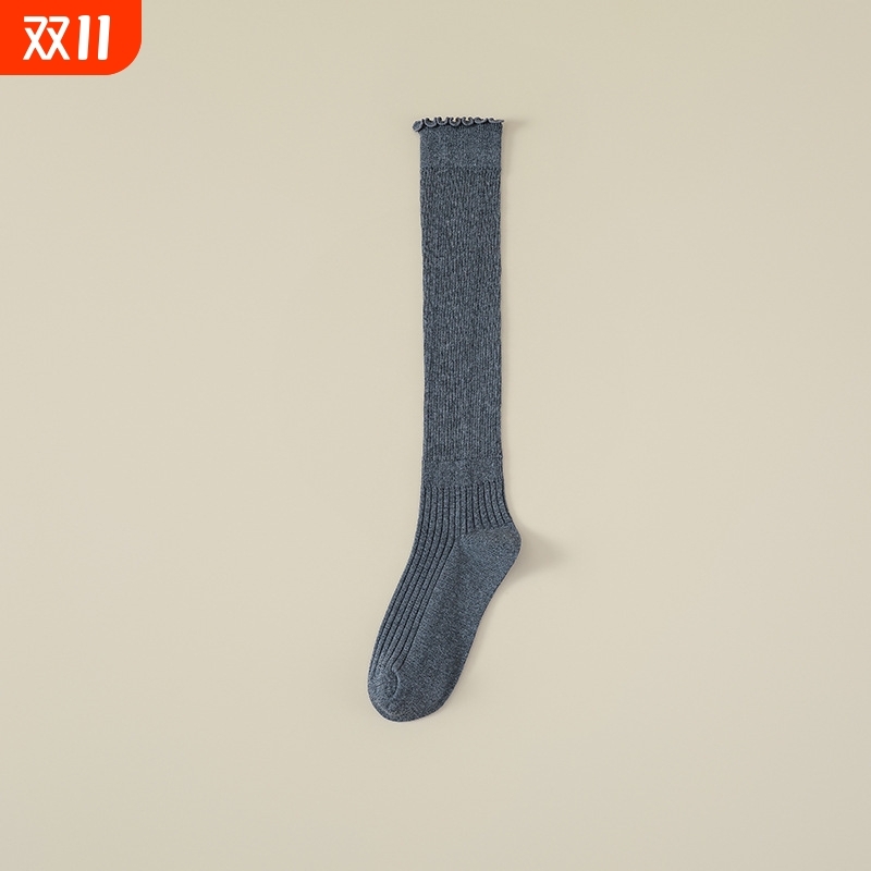 单条装中大童女孩花边春秋款新年高筒堆堆袜长筒