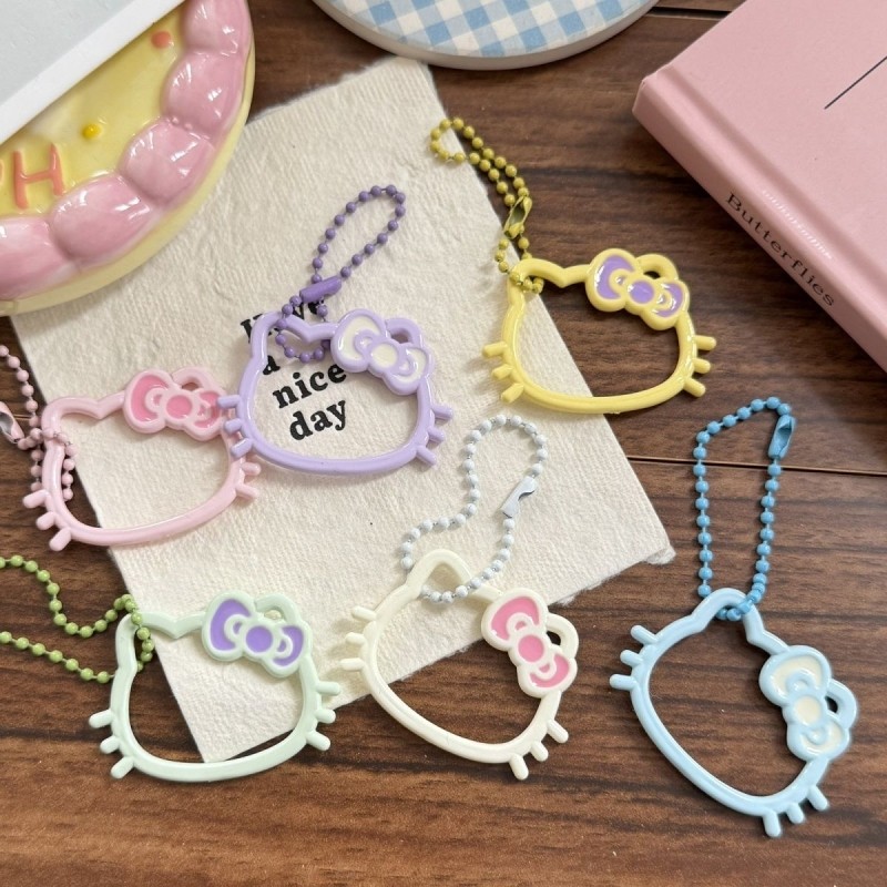 新款糖果色镂空KT猫头钥匙链书包挂件ins百搭少女心闺蜜情侣礼物