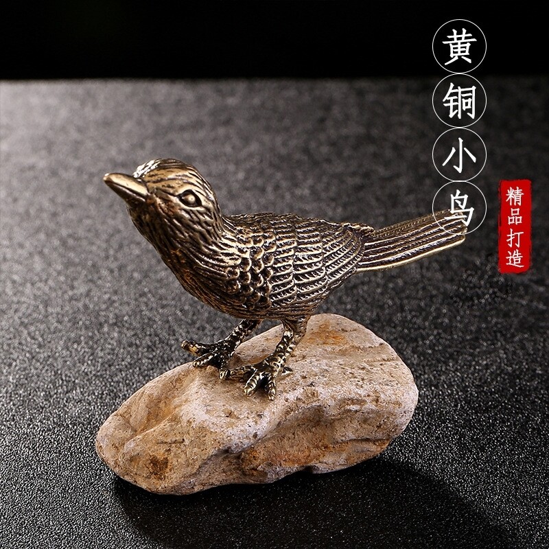 纯铜实心复古喜鹊鸟摆件小鸟铜器手把件家居摆件装饰工艺品礼品