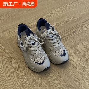 复古百搭显脚小厚底老爹鞋女款2024新款秋冬爆款增高轻便运动鞋子