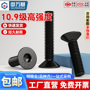 12.9级高强度沉头内六角螺丝螺钉黑色平头螺栓M2M3M4M5M6M8M10M12