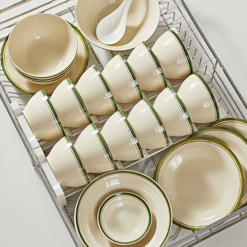 陶瓷碗家用日式餐具套装碗碟饭碗碗盘套装漂亮碗碗具可釉下彩高温