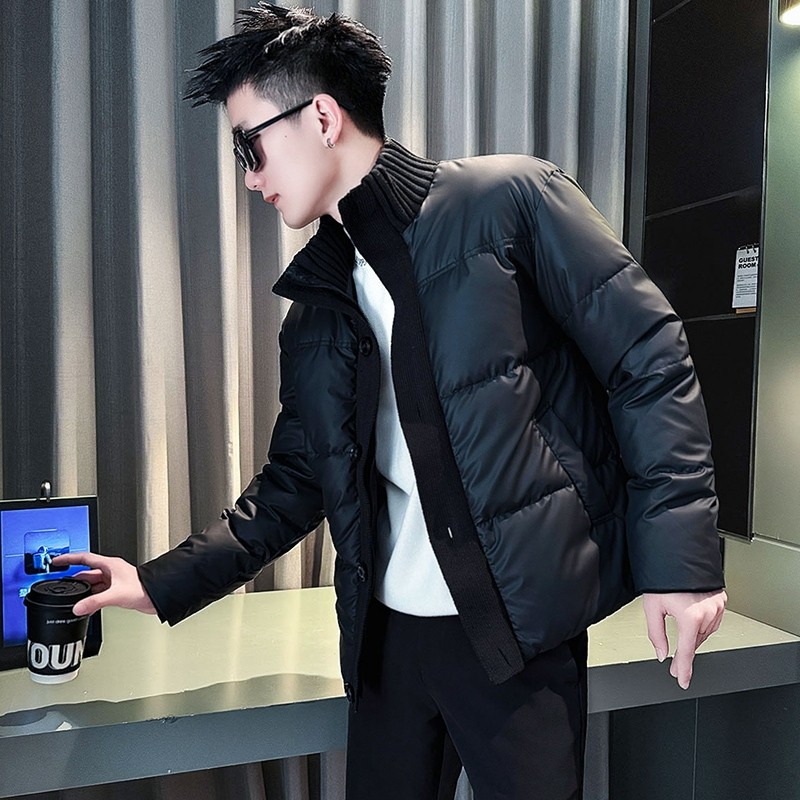 户外冬季潮牌羽绒棉服男设计感痞帅立领拼接棉衣2025新款男士冬装