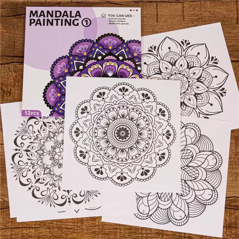 曼陀罗涂色画涂色卡填色本大人成人减压解压填色绘画心理疗法画册