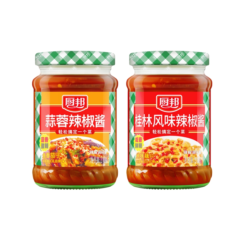 厨邦蒜蓉辣椒酱210g+厨邦桂林风味辣椒酱210g