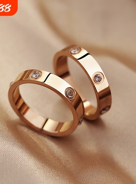 网红Love轻奢高级钛钢不掉色戒指女小众设计ins情侣潮冷淡风指环