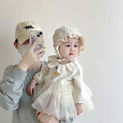 碎花婴幼儿帽子春秋季薄款护囱门宫廷帽女宝宝小月龄纯棉胎帽遮阳