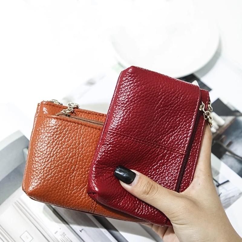 真皮质感零钱包女卡包钥匙包软皮小包硬币包拉链迷你便携短款钱包