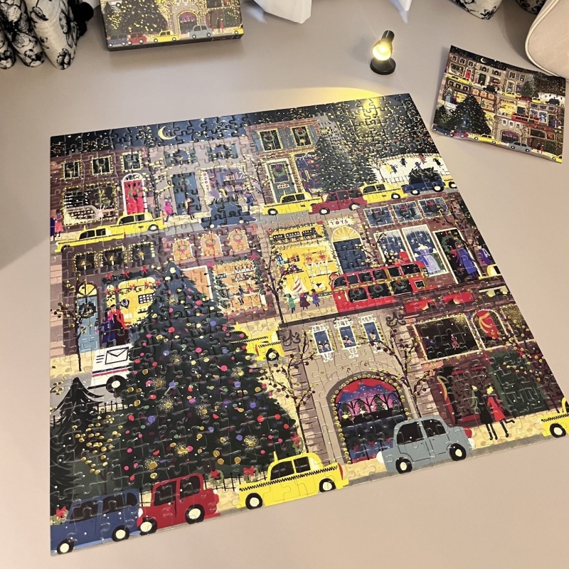 雪夜500片全系列拼图春夏秋冬圣诞冬灯拼图节日之夜成人圣诞礼物