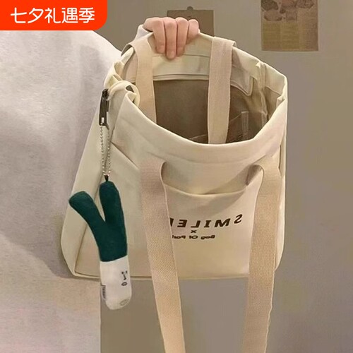 帆布包女托特包大学生通勤单肩包