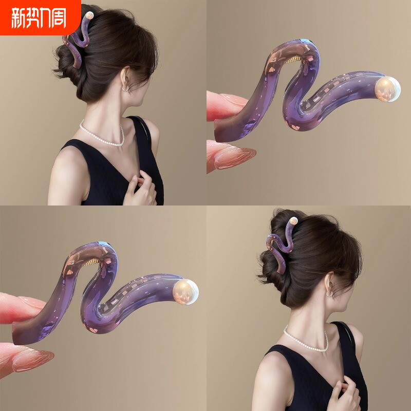 韩国设计师款人鱼姬梦幻奶奶灰鲨鱼夹抓夹发抓发夹盘发发饰头饰女