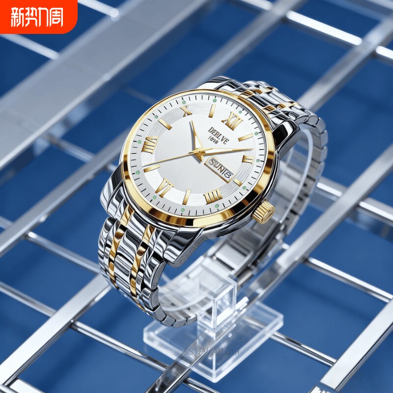 男款商务防水石英腕表镂空男士手表男正品名牌全自动非机械表钢带