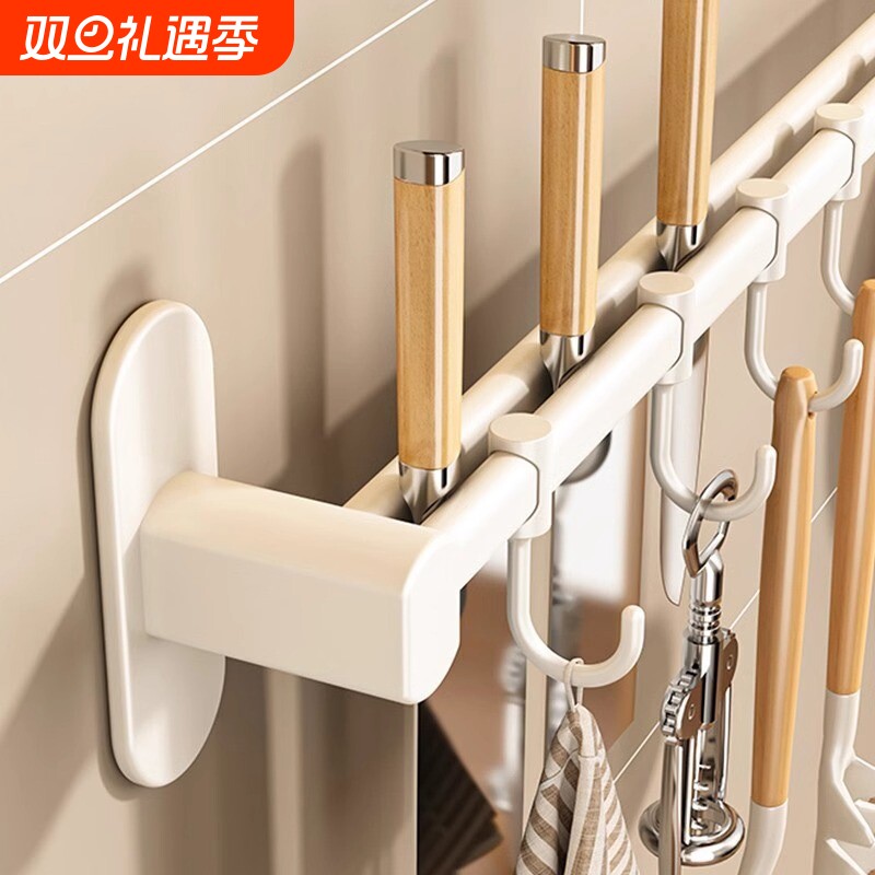厨房壁挂式锅铲勺子挂架收纳架免打孔挂钩挂杆置物架墙壁刀具墙面