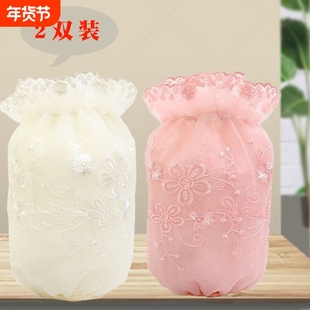 秋冬短款纯色清丝明套女士刺绣透袖网纱袖筒羽绒服套袖