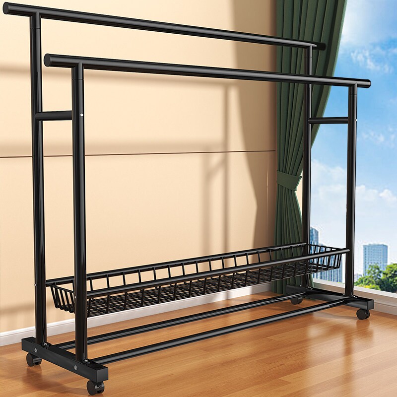 衣帽架家用落地卧室挂衣架简易可移动房间阳台多功能置物晾衣架子