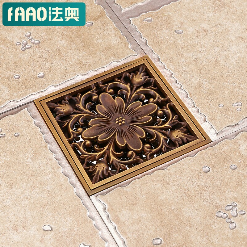 法奥卫浴卫浴铜地漏加厚深水封防臭地漏卫生间地漏 镀铬色深水封