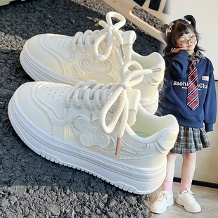 女童运动鞋2026新款春夏儿童小白鞋薄款鞋子中大童透气板鞋白色