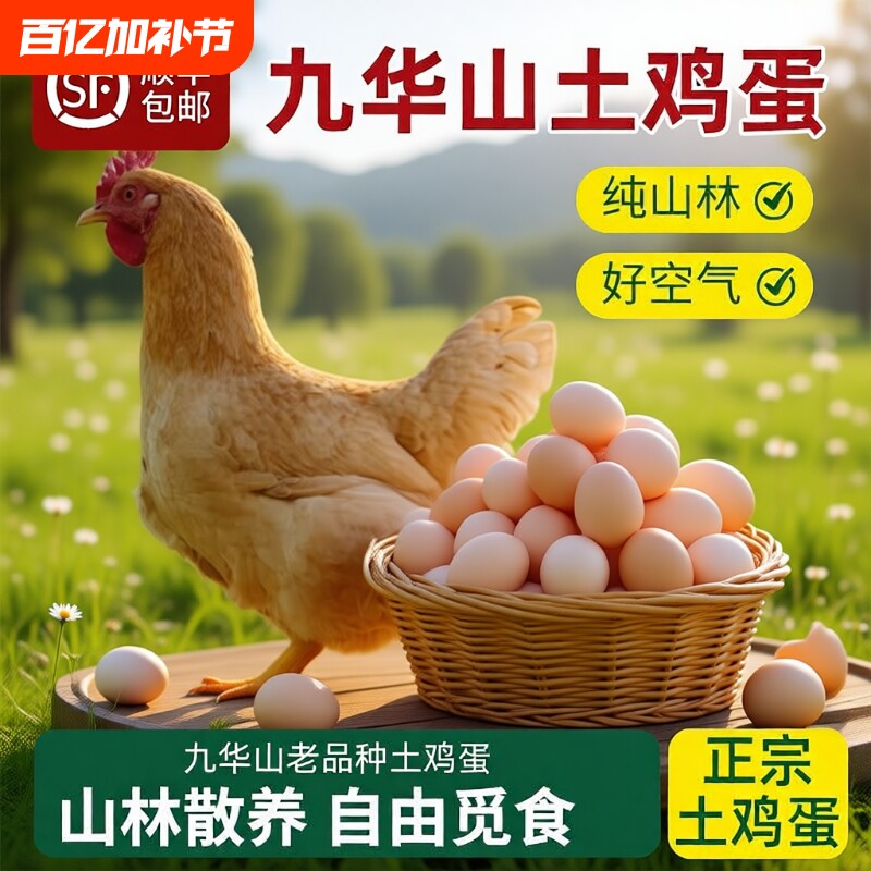 安徽九华山林散养土鸡蛋60枚正宗皖南农家笨鸡蛋皖南柴鸡蛋乌鸡蛋