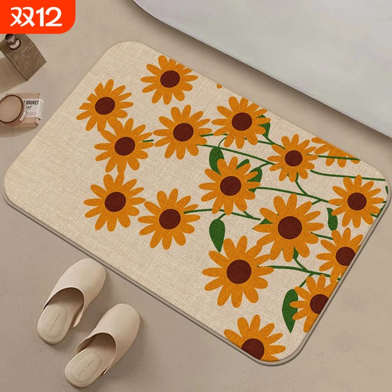 亚麻地垫橡胶防滑厨房进门口入户家用浴卧室卫生间吸水油脚踩毯子