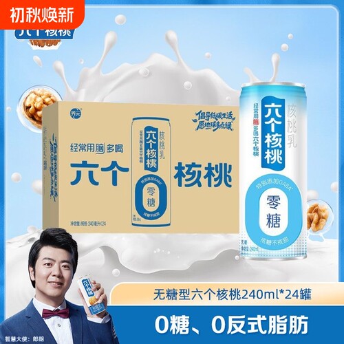 六个核桃0糖型核桃乳240ml*24罐