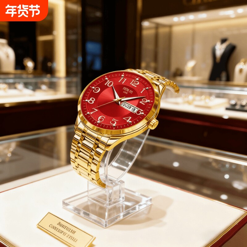 正品瑞士全自动非机械表手表男士学生韩版时尚潮双日历防水表夜光