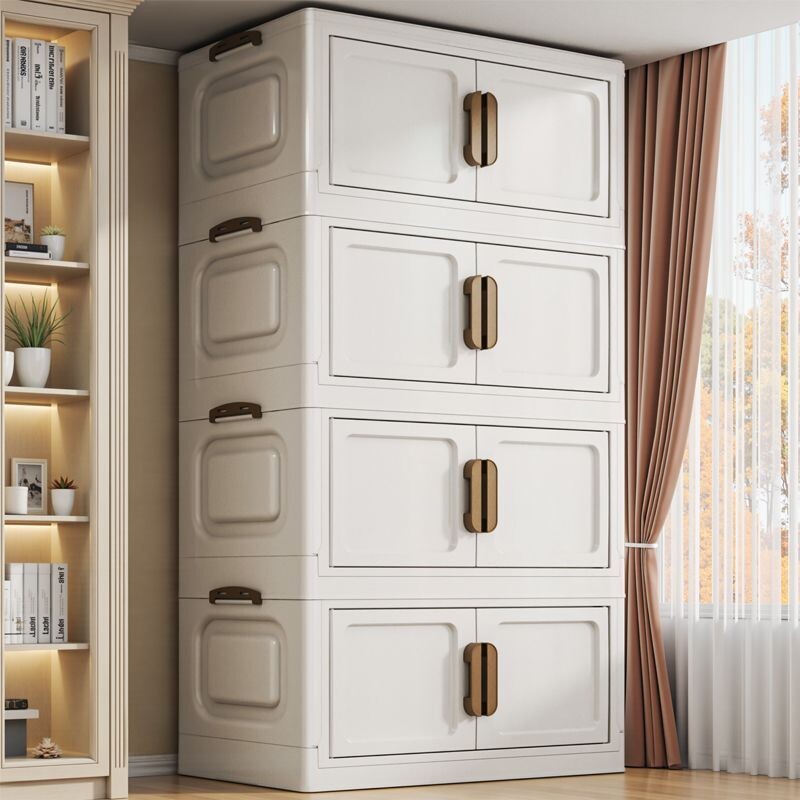 50宽加厚收纳柜多层柜收纳置物架免安装折叠卧室大容量鞋柜带轮