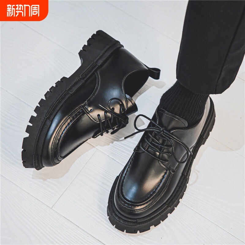 欧伦啄木鸟春季新款皮鞋男休闲正装商务黑色男鞋英伦大头百搭温州