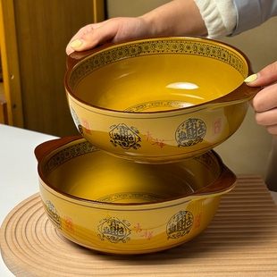 陶瓷9.5英寸招财进宝家用双耳大汤碗水煮鱼碗大盆碗酸菜鱼汤面碗