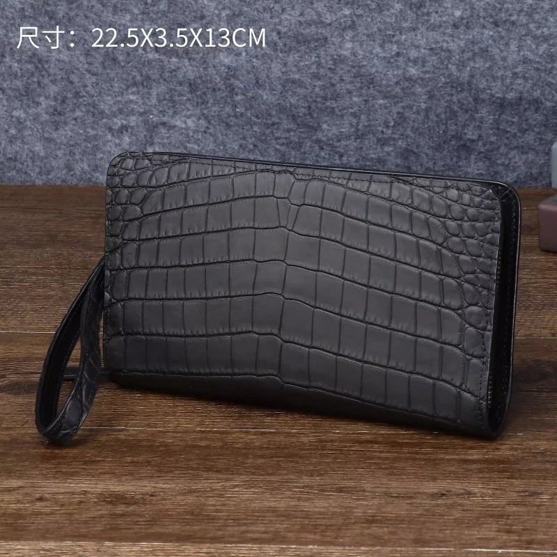 哑光鳄鱼肚纹男士手包多卡位男士手拿包商务高档手腕带钱包潮