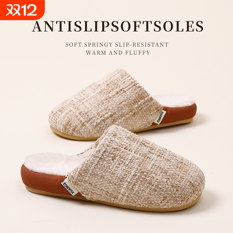 软底防滑棉拖鞋家居室内外男女士德训鞋静音秋冬季毛拖鞋亚麻棉鞋