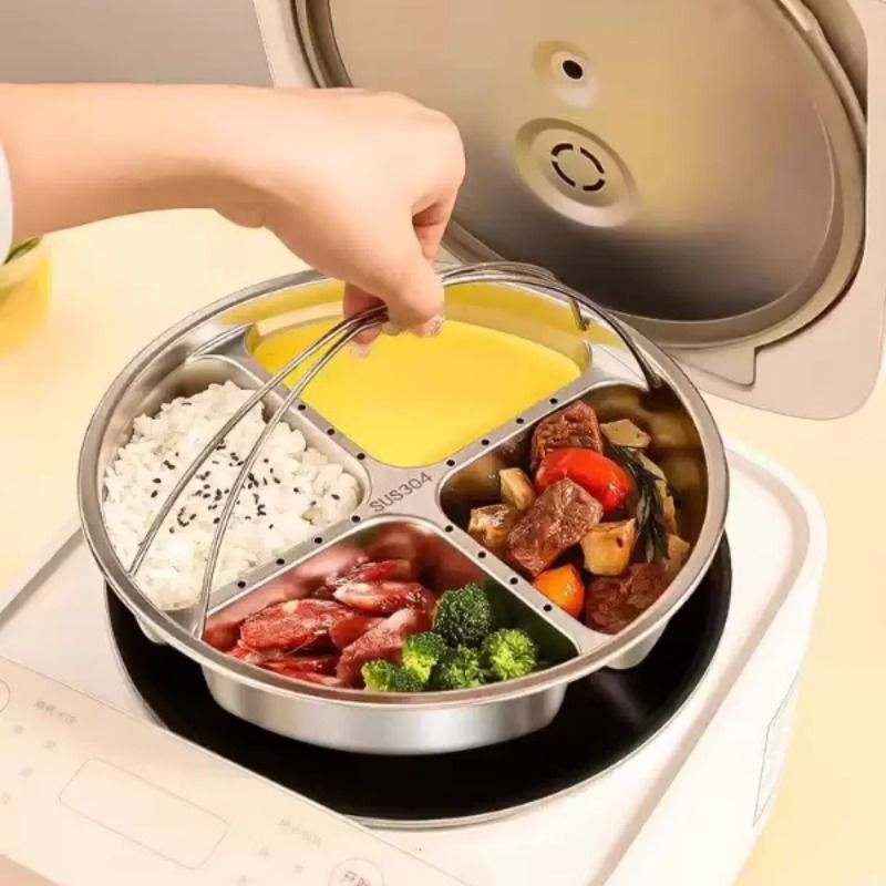 电饭锅蒸盘食品级304不锈钢电饭煲内蒸笼分格蒸菜蒸屉隔水蒸架316