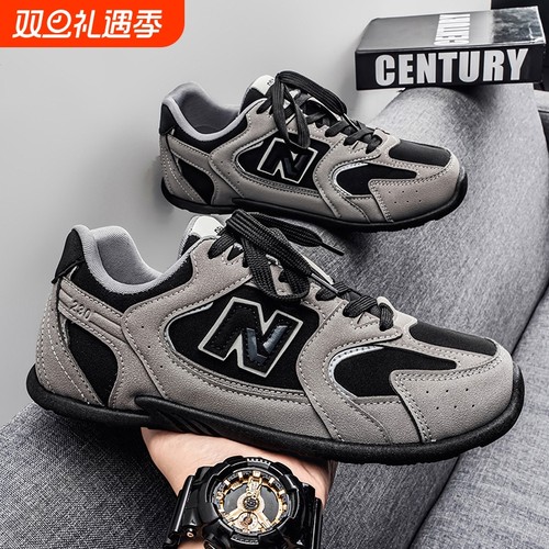 NEW BOLUNE/新百伦冬季男鞋加绒加厚情侣休闲鞋软底超轻老爹潮鞋