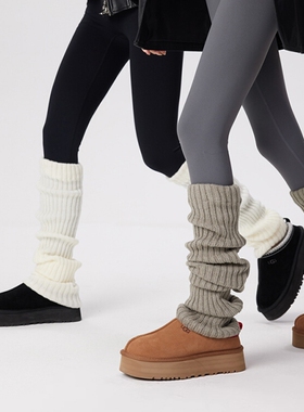 堆堆袜套袜子女秋冬款辣妹小腿袜保暖加厚长袜搭配雪地靴灰色白色