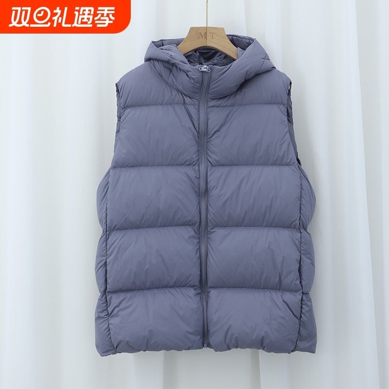 户外羽绒马甲女外穿加厚连帽休闲宽松卫衣羽绒外套无袖保暖坎肩大