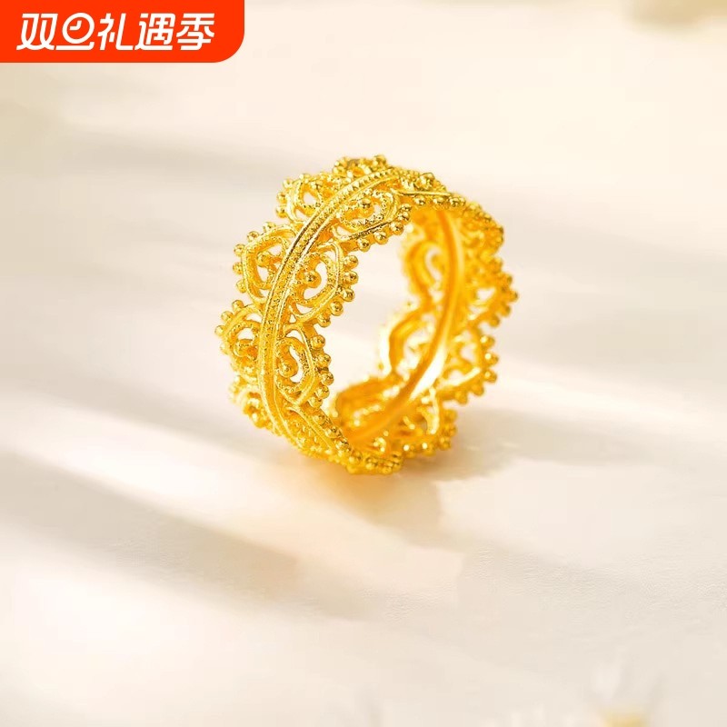 新中式金色镂空皇冠戒指女复古宫廷风轻奢精致小众国风高级感指环