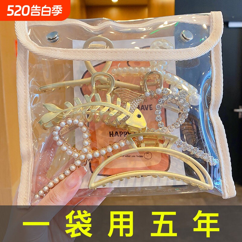 鱼骨抓夹女发夹后脑勺鲨鱼夹盘发发抓气质夹子头饰新中式发簪白色