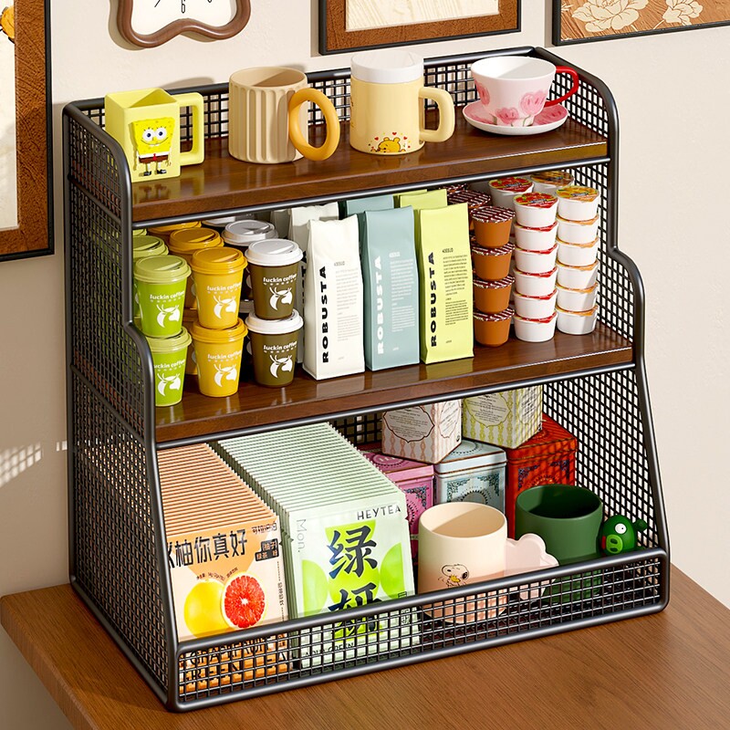 桌面置物架分层整理架大容量多层储物柜餐边柜上零食架多功能架子
