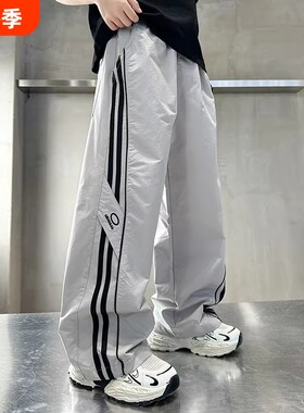 儿童裤子夏季2026春装男童休闲裤男孩运动裤大童夏装长裤黑色轻薄